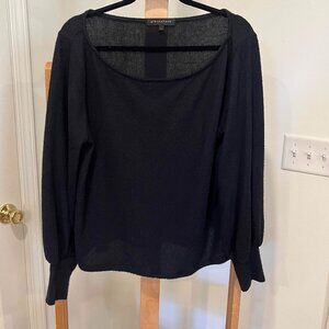 Gibsonlook Black Ribbed Knit Long Sleeve Blouse Sz Large